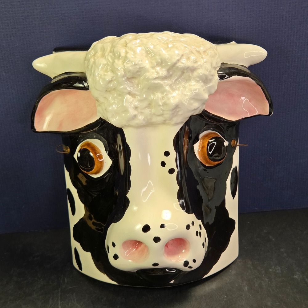 Ceramic Cow Head Wall Hanging Farmhouse Wall‎ Pocket Sigma the Tastesetter READ